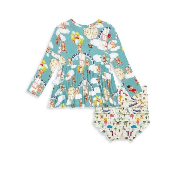 Baby's FAO x Posh Peanut 2-Piece Teddy Bears Peplum Top & Bloomers Set - Picture 2 of 3